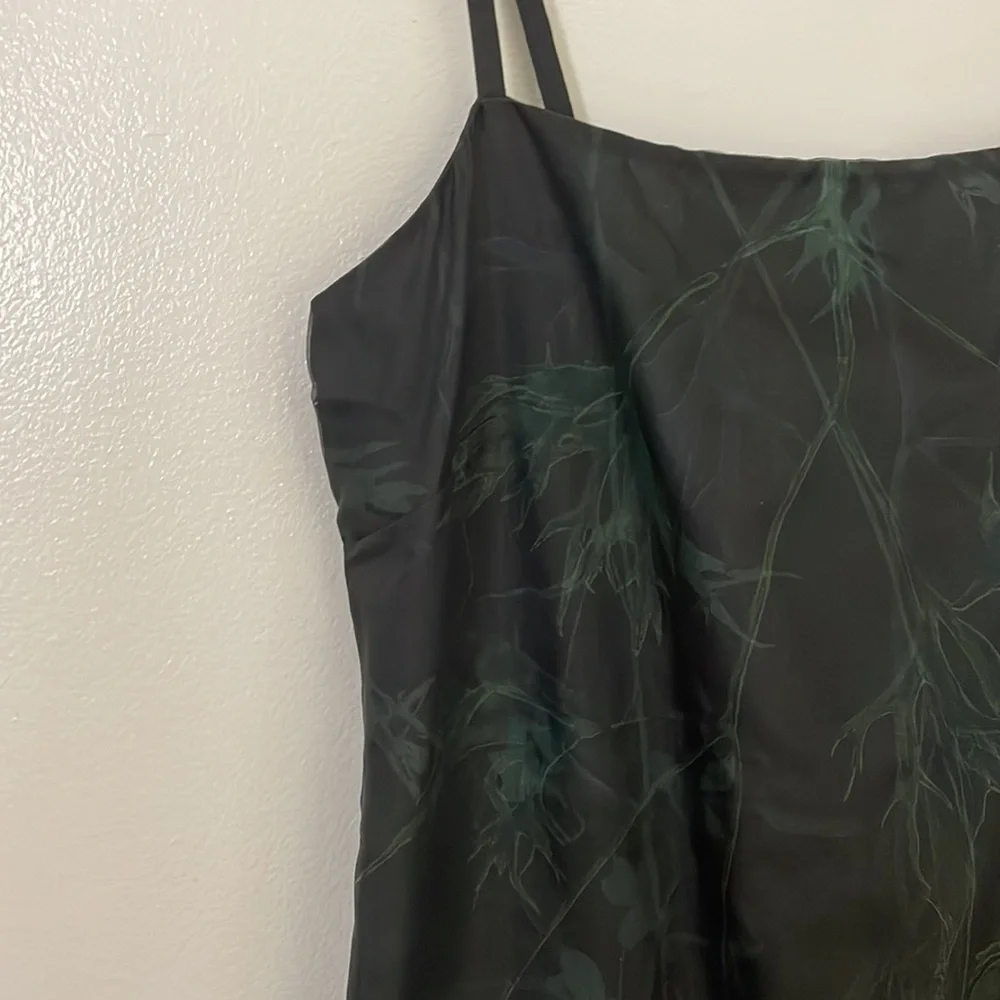 Ann Taylor loft silk organza LBD black green silk organza dress holiday 2 EUC